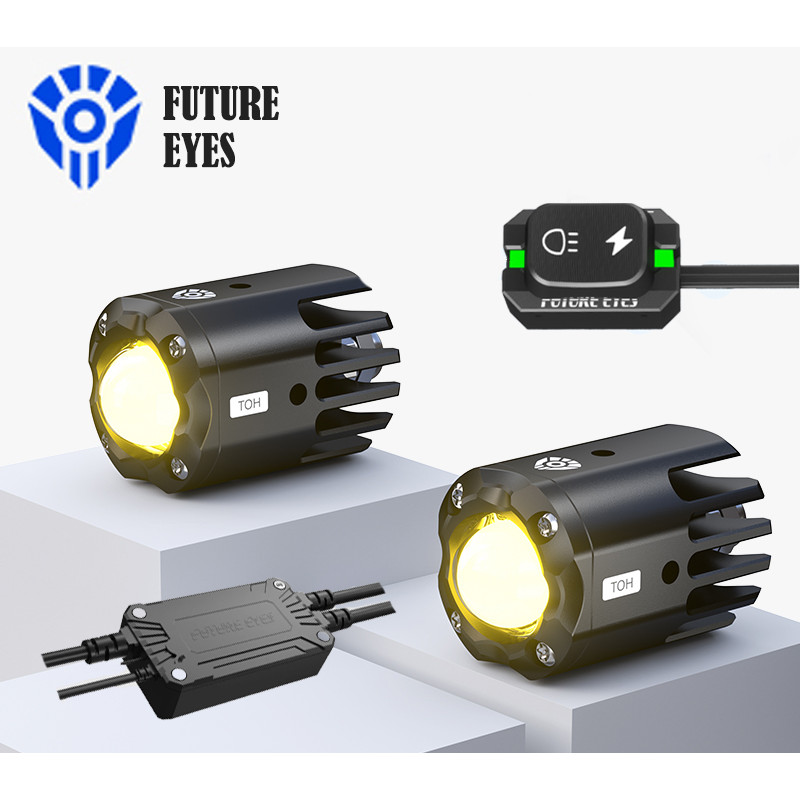 FUTURE EYES F150S Mini ปกปิดรถจักรยานยนต์ LED Spotlight ไฟไฟฟ้าไฟสูงและต่ํา Tangents Super Bright