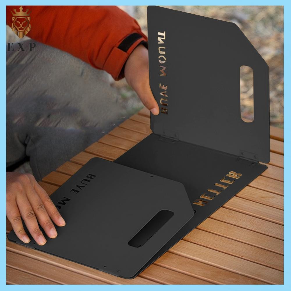 เตาแคมปิ้งพับได้ พร้อมแผ่นกระจก 3 แผ่น กันลม สำหรับทำอาหาร - รูปที่ 3