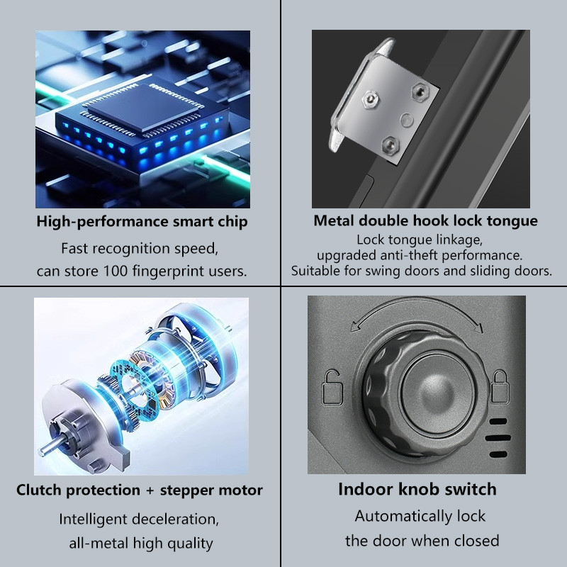 XSDTS ตัวล็อคประตูบานเลื่อน Digital Door Lock ล็อคลายนิ้วมือ กลอนประตูดิจิตอล ประตูบานสวิง ประตูเลื่อน TUYA APP รหัสผ่าน ICการ์ด - รูปที่ 6