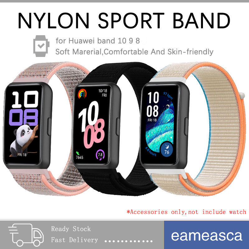 สายไนลอนกีฬา for Huawei Band 10 9 8 สายรัดข้อมือเปลี่ยนไนลอนหลอง สมาร์ทว็อช for Huawei Band 10 9 8 NFC