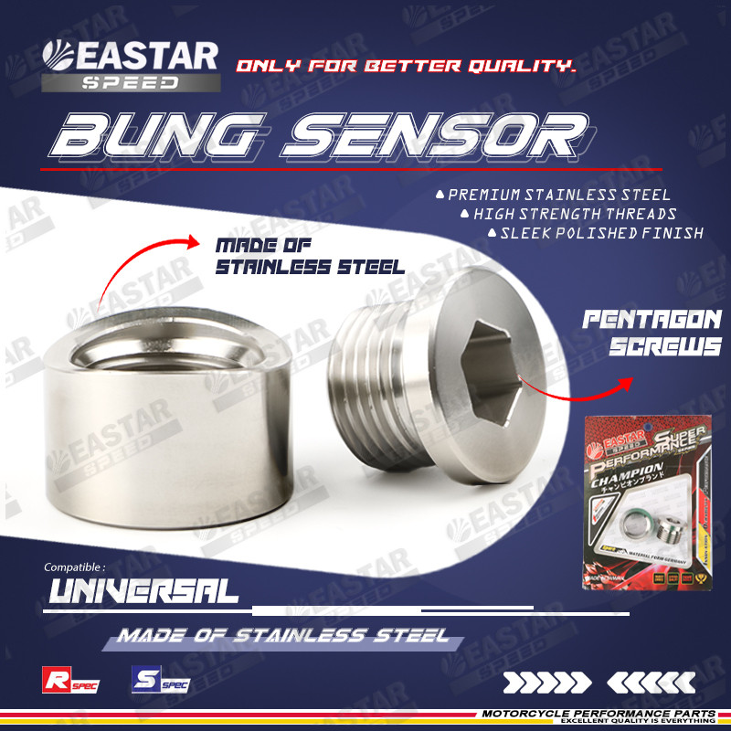 ด้ายสแตนเลส O2 เซนเซอร์ออกซิเจนปลั๊ก Bung Bolt Wideband Nut Cap สากล