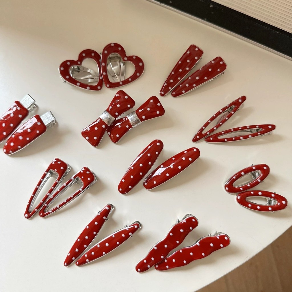 กิ๊บติดผมลายจุดสีแดงมาใหม่ 1ชิ้น  มีให้เลือกหลากทรง พร้อมส่ง