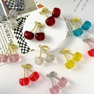 จี้เชอร์รี่กลิตเตอร์ จี้โลหะผสม 3 มิติ จี้ DIY สร้อยคอ ต่างห…