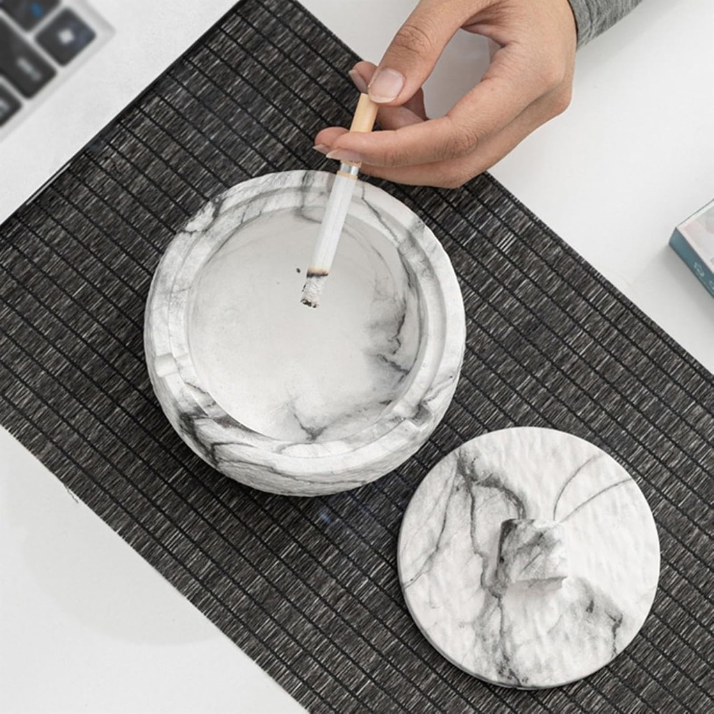 ที่เขี่ยบุหรี่ เซรามิก Ash Tray พร้อมฝาปิดสำหรับโรงแรม บ้าน ห้องนั่งเล่น