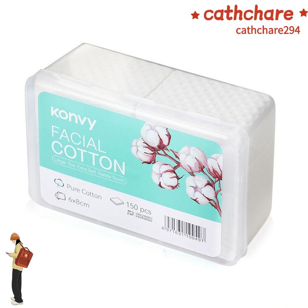 Cathchare294 ผ้าเช็ดเครื่องสําอาง, สําลีแบบใช้แล้วทิ้งสําหรับแต่งหน้า, เมคอัพรีมูฟเวอร์สําลีหน้าสองด้านแบบพกพาสําหรับทําความสะอาดและแอพพลิเคชั