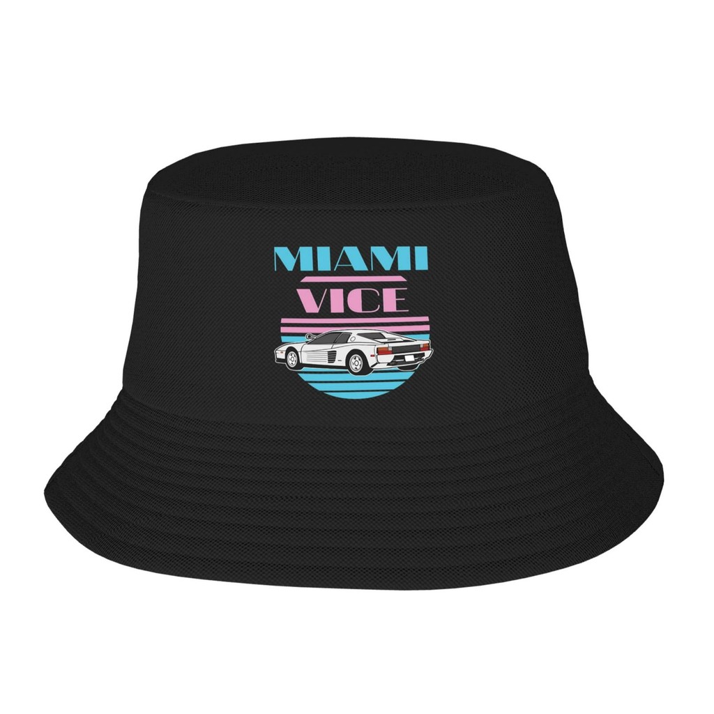 รถตํารวจ Miami Vice Don Johnson หมวกชาวประมงหมวกถัง