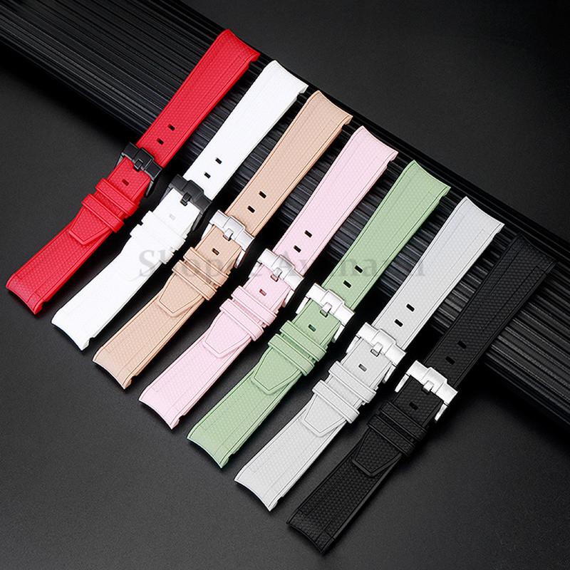 20 มม.ปลายโค้งสายนาฬิกาซิลิโคนสําหรับสร้อยข้อมือ Moonswatch สําหรับ Swatch สําหรับ Omega สายรัดทดแทนผู้หญิงผู้ชายสายรัดข้อมือกันน้ํา