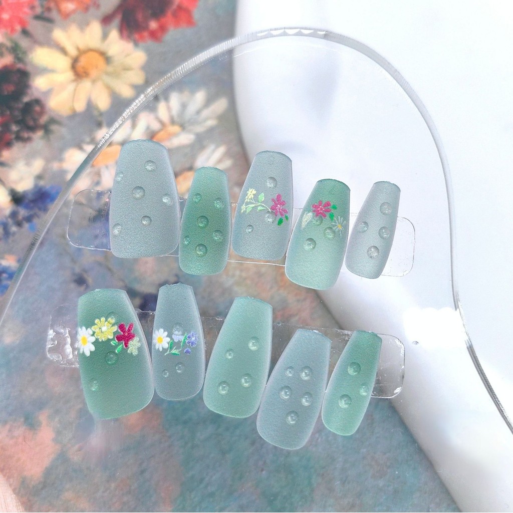 10pcs Cat Eye เล็บปลอมกาว Matte เทป 3D หยดน้ํากดบนเล็บ FM024