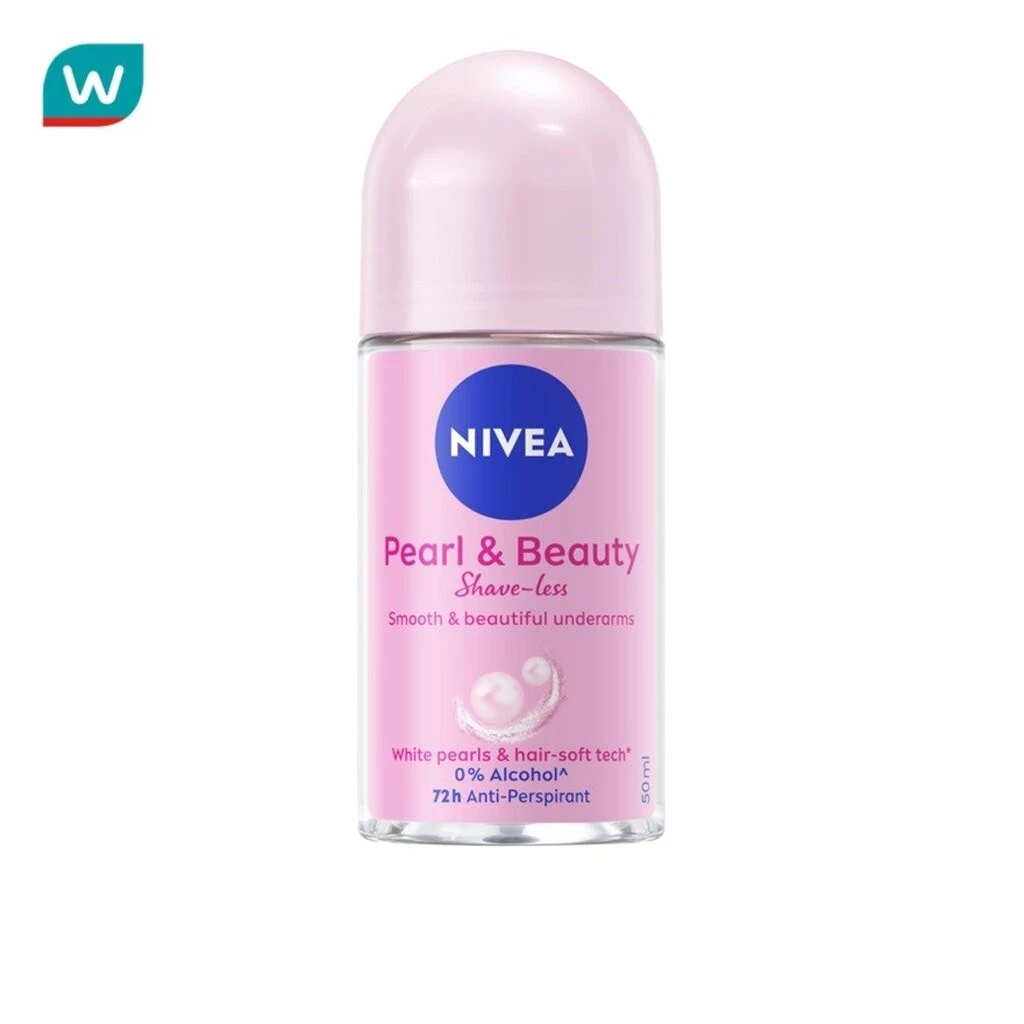 Nivea นีเวีย โรลออน เพิรล์ แอนด์ บิวตี้ เชฟ เลส 50 มล. โรลออนลดเหงื่อ ระงับกลิ่นกาย