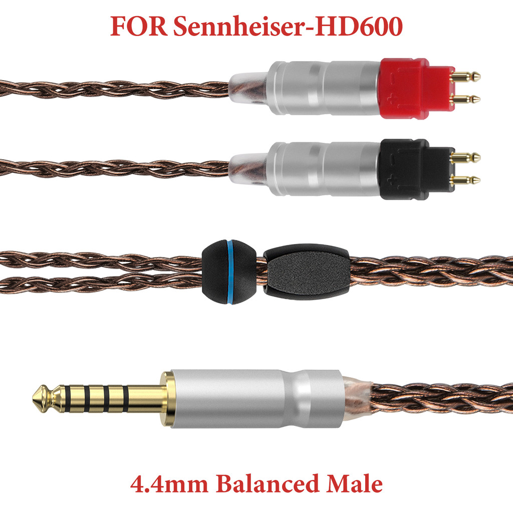 สายสัญญาณเสียงอัพเกรด Geekria เข้ากันได้กับสายหูฟัง Sennheiser HD 600, HD 650, HD 660S2, ชุดหูฟัง HD 6XX, สายหูฟัง 4.4 มม. ถึง 2Pin (1.5 ม.)