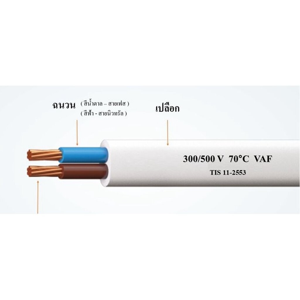 สายไฟ VAF 2×1.5 ความยาว 20เมตร 30เมตร 50เมตร ยี่ห้อPKS สำหรับเดินภายในบ้าน สายไฟคุ่เบอร์1.5 ตัดแบ่ง ราคา ถูกที่สุด ดีลบีเคเค แกลเลอรีภาพที่ 8