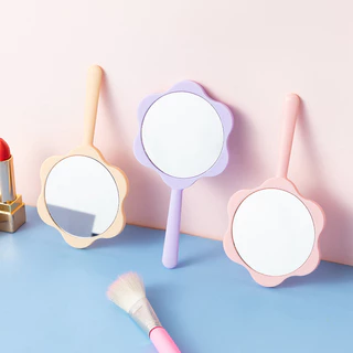 กระจกแต่งหน้า ลายดอกไม้ แบบพกพา ขนาดเล็ก diy 6 สีให้เลือก