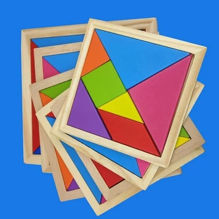 จิ๊กซอว์ไม้ เสริมทักษะเด็ก แทนแกรมไม้ Tangram สื่อคณิตศาสตร์ ของเล่นฝึกสมองเพื่อการเรียนรู้สำหรับเด็ก