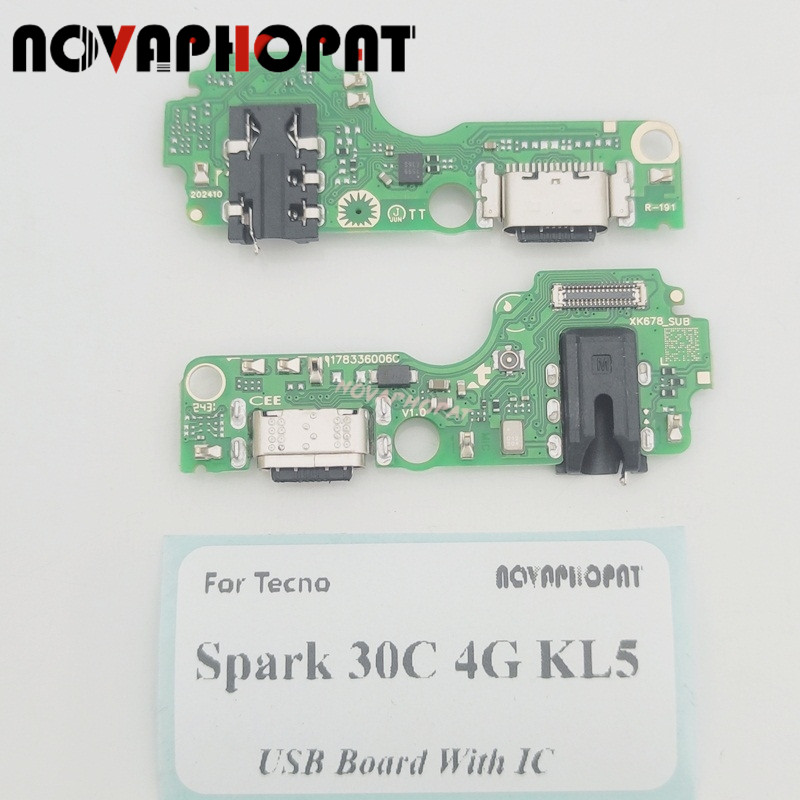 สําหรับ Tecno Spark 30C 4G KL5 KL5n USB Dock Charger พอร์ตปลั๊กหูฟังแจ็คเสียงไมโครโฟนชาร์จ IC