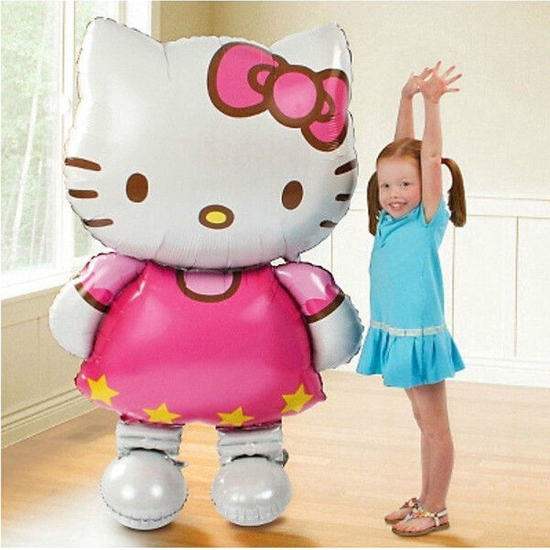 ลูกโป่ง Hello Kitty 106CMX66CM ลูกโป่งอลูมิเนียมฟอยล์วันเกิดตกแต่งเปิดของขวัญเด็ก