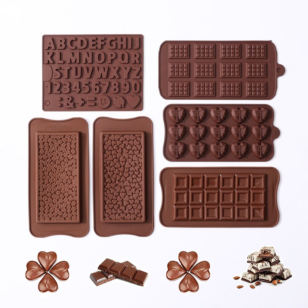 แม่พิมพ์ซิลิโคนช็อกโกแลตบาร์ตกแต่งเค้กซิลิคอนแม่พิมพ์ซิลิโคนสําหรับ Break Apart เครื่องมือช็อกโกแลตแ