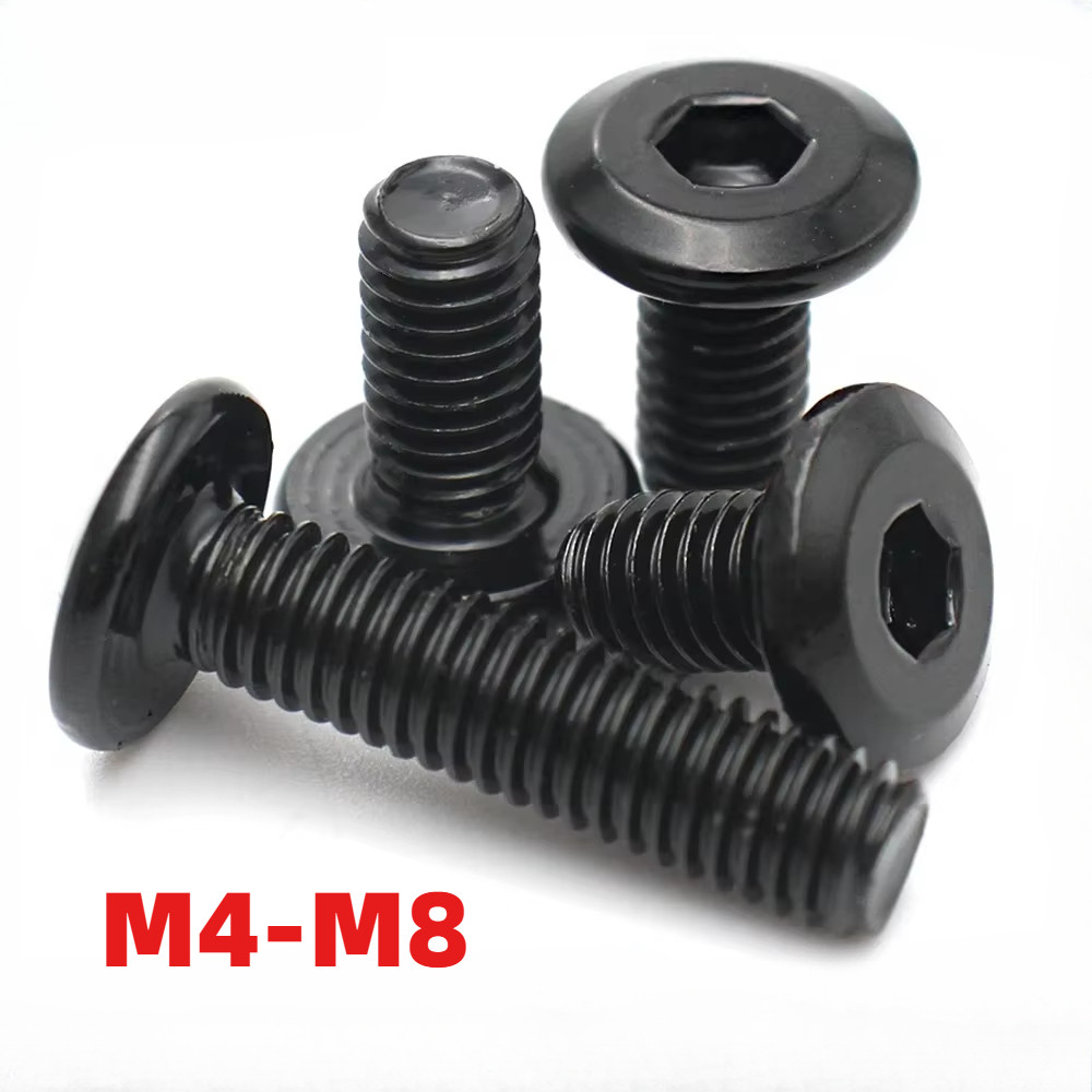 [HKH] เหล็กคาร์บอนสีดํา M4 M5 M6 M8 ซ็อกเก็ตหกเหลี่ยม Hypotenuse สกรูหัวแบน Bolt สําหรับลงเฟอร์นิเจอร์ด้านข้าง