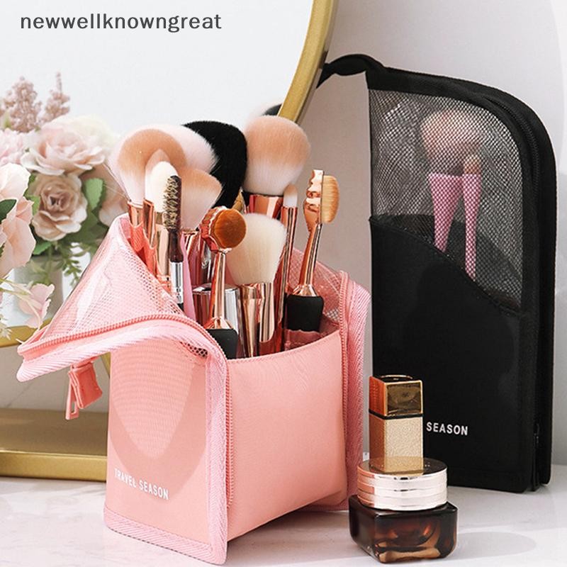 ใหม่wellknowngreat เดสก์ท็อปกระเป๋าเก็บแปรงแต่งหน้ากระเป๋าดินสอเขียนคิ้วกระเป๋าแป้งขนาดใหญ่ความจุเดินทางแบบพกพาแฟชั่นเรียบง่ายซิปออกแบบ CAD