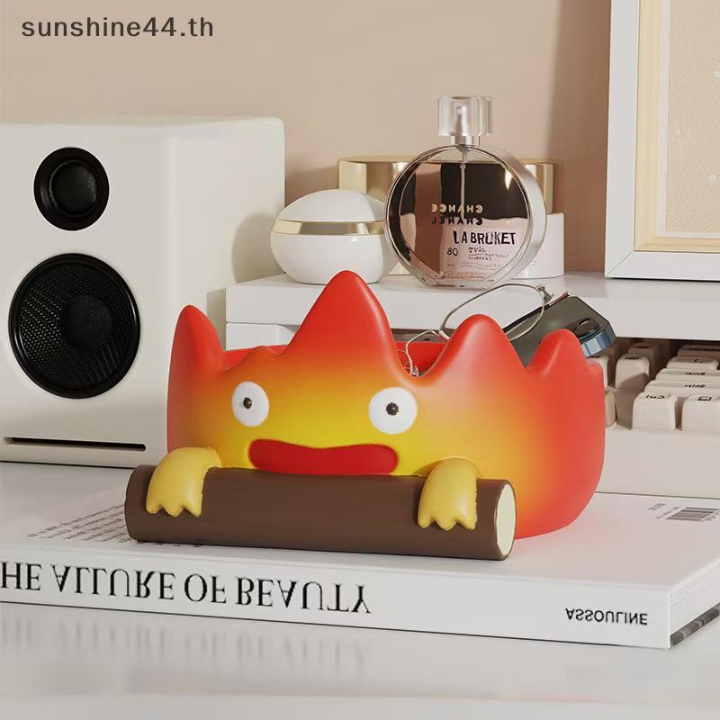 Foursun Calcifer Fire เดสก์ท็อปตกแต่ง Creative Home ห้องนั่งเล่น Porch Key ถาดการ์ตูนขนมขบเคี้ยว Organizer เครื่องประดับตาราง TH