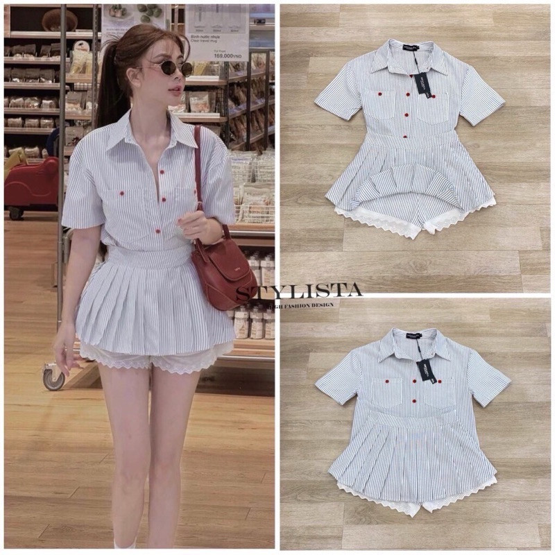 PD (พร้อมส่ง) Sty97 Set ชุดเซ็ทเสื้อ+กระโปรงกางเกง สำหรับผู้หญิง ร้าน PD.shop