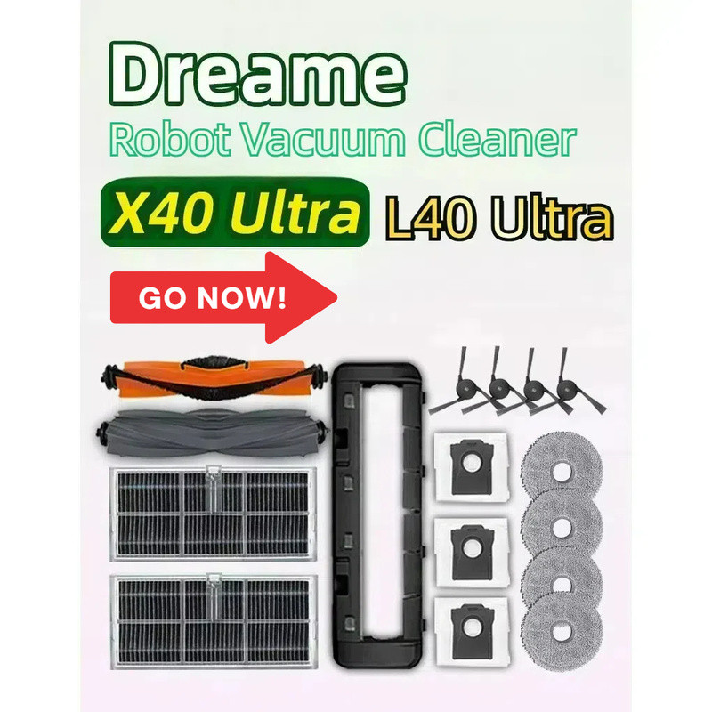 Dreame X40 Ultra L40 Ultra S30 Pro Ultra Robot เครื่องดูดฝุ่นอุปกรณ์เสริมหลักแปรงด้านข้างกรอง Mop ถุงเก็บฝุ่นกล่องฝุ่นถังขยะอะไหล่