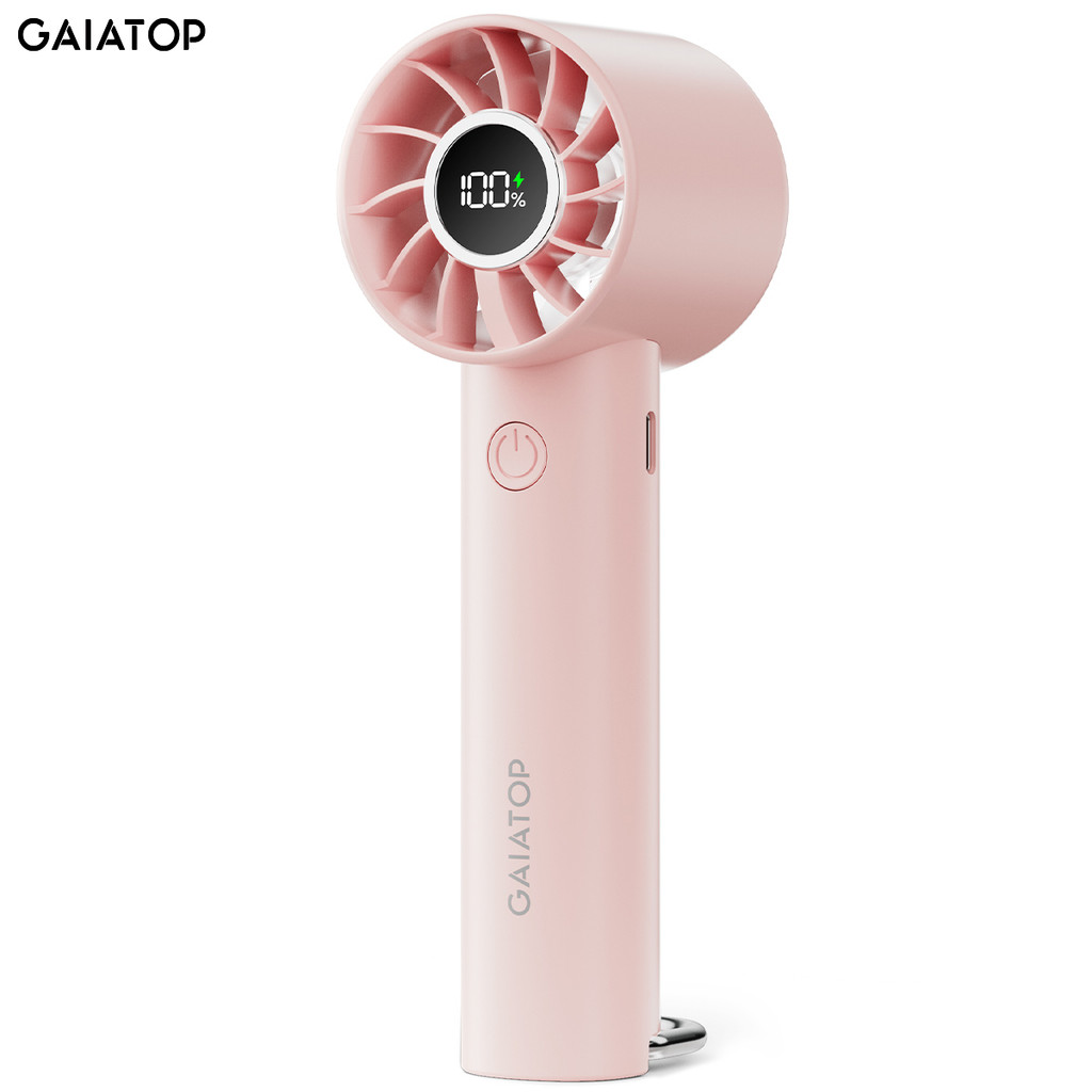 GAIATOP พัดลมมินิแบบพกพา พัดลมพกพาพร้อมจอแสดงผล LED 3 ระดับ พัดลมแบตเตอรี่แบบชาร์จไฟ USB 2,000mAh ไฟ LED พัดลมตั้งโต๊ะขนาดเล็กสำหรับผู้หญิง
