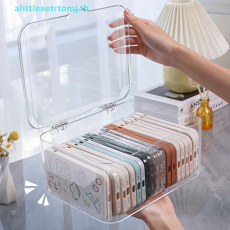 Alittlese อะคริลิค Sundries ตะกร้าเก็บเคสโทรศัพท์ Ins โปร่งใสเคสโทรศัพท์ Organizer กล่องเก็บพร้อมฝาปิด Home Desktop TH