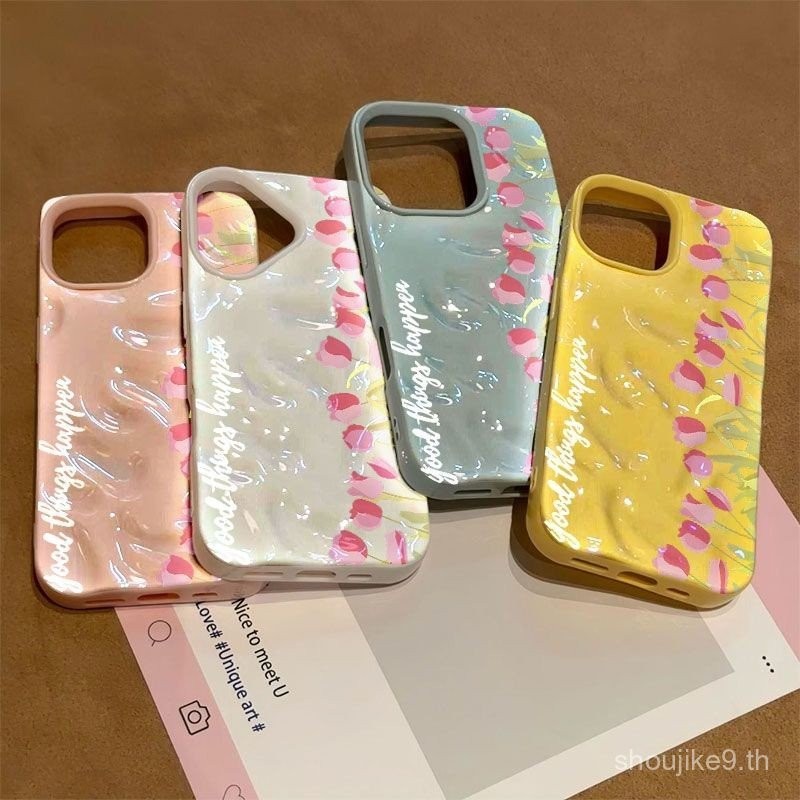 รุ่นแนวนอนดอกทิวลิป Meteorite รูปแบบเหมาะสําหรับเคสโทรศัพท์ iPhone เหมาะสําหรับ iPhone 16 Pro Max/15