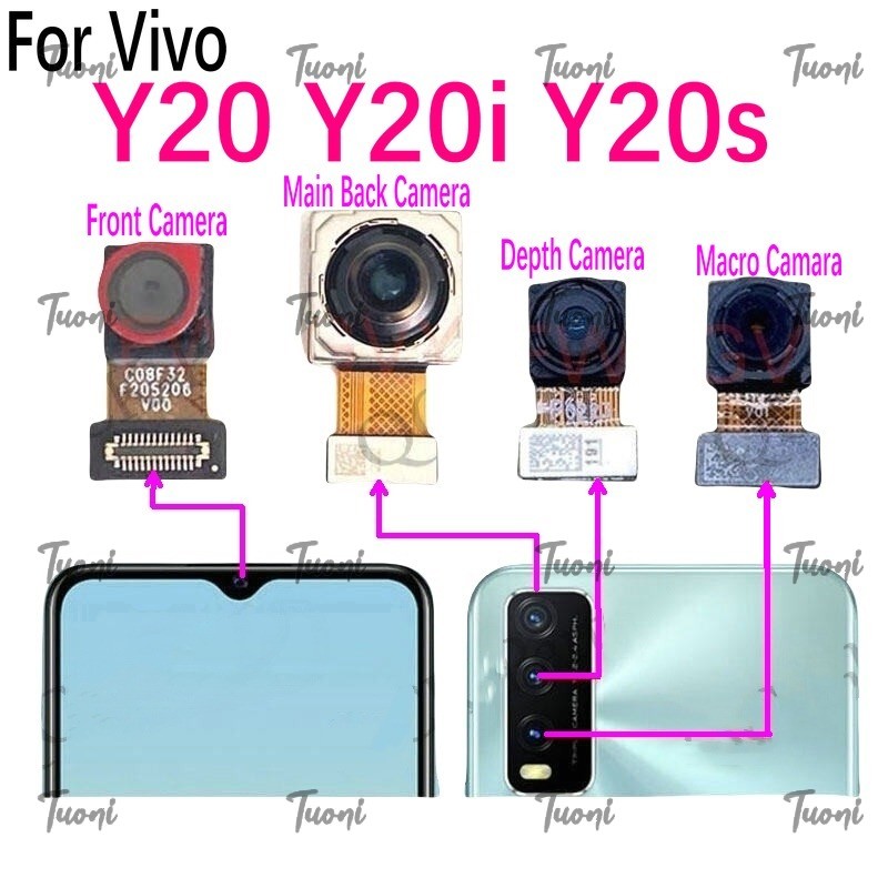 กล้องด้านหน้าสําหรับ Vivo Y20 Y20i Y20s Y12s Y12A หลักเปลี่ยนกล้องด้านหลัง