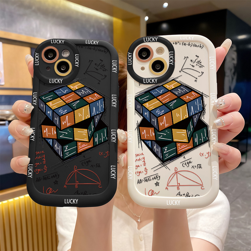 สต๊อกไทย เคสสำหรับไอโฟน11 ลายลูกบาศก์ของรูบิค เท่ๆ เคสครอบเต็มกล้อง For IPhone 11 13 12 14 15 16 Pro