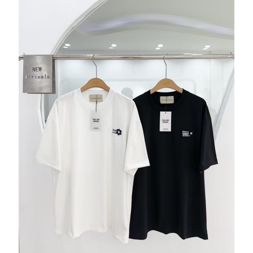 BOOM shop เสื้อยืด Oversized  ผ้า Cotton งานป้าย Call Me Again ปัก Keep Smile