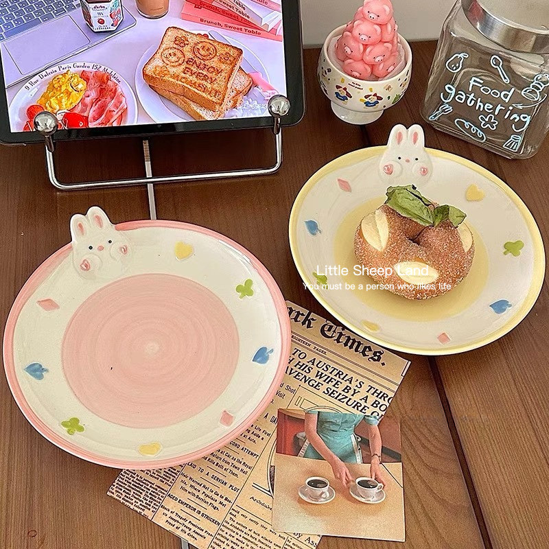 จานเซรามิก จานของหวาน กระต่าย3d ของขวัญวันเกิด