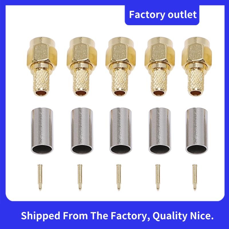 5pcs SMA ชายปลั๊ก Coaxial Connector Crimp สําหรับ RG58 RG142 RG400 LMR195 RG223