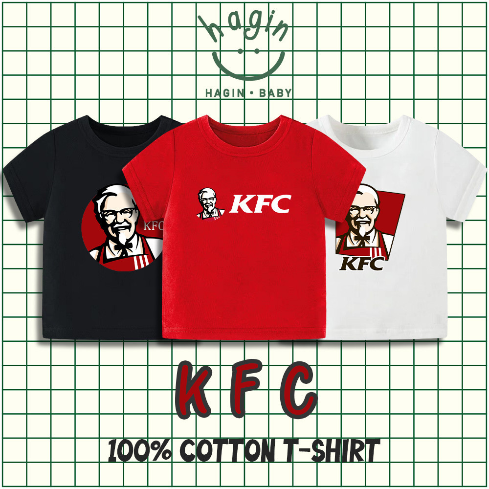 Haginbaby ธีมอาหาร KFC เสื้อยืดผ้าฝ้ายเด็ก KFC เครื่องแต่งกายสําหรับเด็กแฟชั่นเด็กเสื้อผ้า