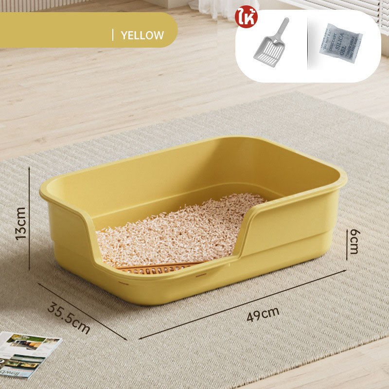 พร้อมส่ง กระบะทรายขนาดใหญ่ 49CM กล่องทรายกึ่งเปิด โถสุขภัณฑ์แมวกันน้ํากระเซ็น พื้นที่มากมาย - รูปที่ 5