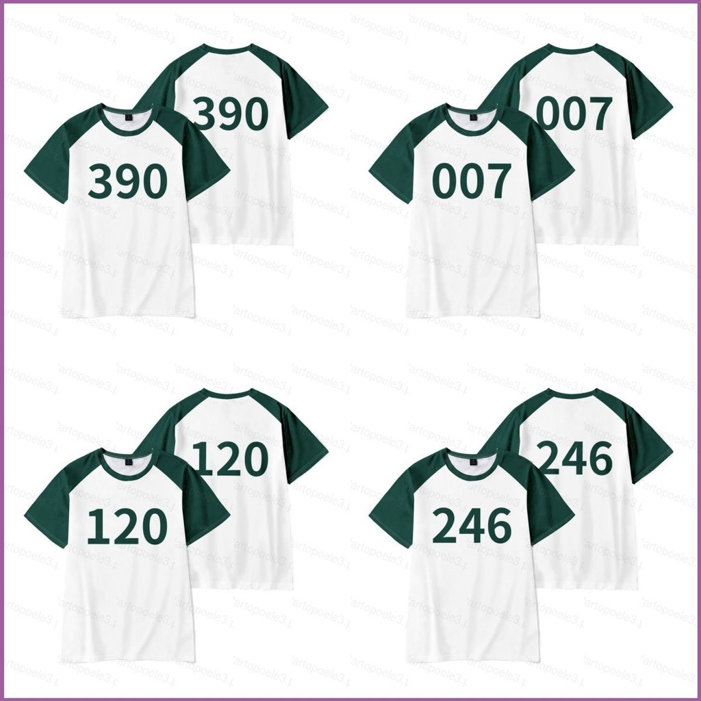 Ellen Squid Game Season 2 หมายเลข 390 007 120 246 เสื้อยืดฤดูร้อน Anime Short Sleeve Top