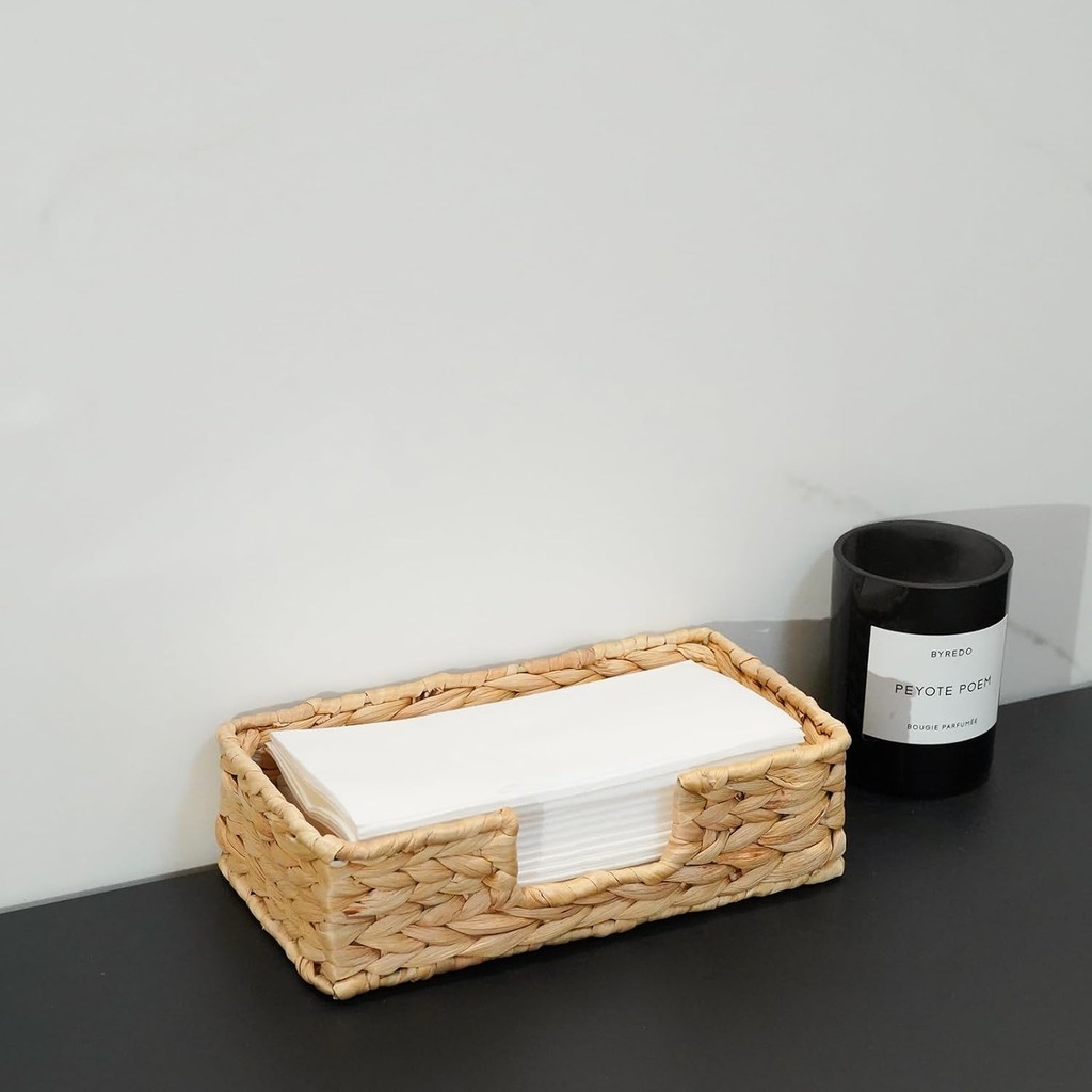 StorageWorks Water Hyacinth Napkin Holder, Wicker Baskets and Serving Tray for Kitchen, Rattan Napkin Holders for Tables ราคา ถูกที่สุด ดีลบีเคเค แกลเลอรีภาพที่ 3