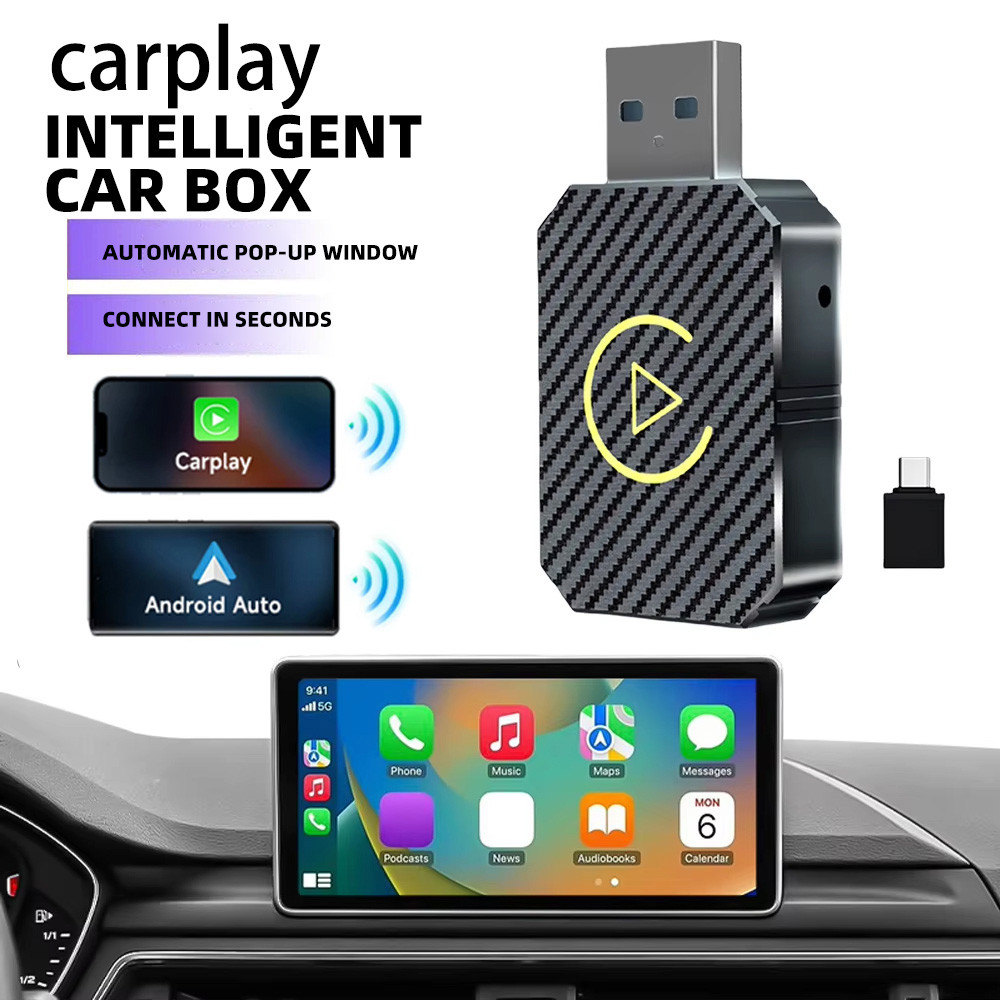 อะแดปเตอร์ไร้สาย Carplay Android Auto Android Auto 2 In 1 Ai Box ปลั๊กและเล่นบลูทูธ