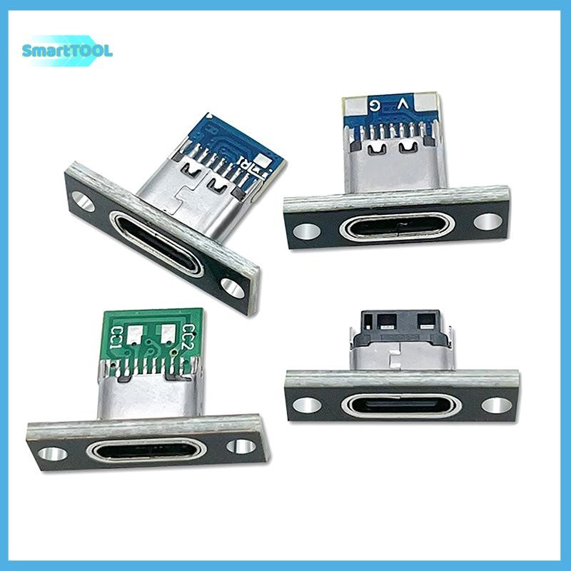 Utzn> 1 ชิ้น Type-C หญิงเชื่อมต่อแจ็คพอร์ตชาร์จ USB 3.1 ประเภท C ซ็อกเก็ตพร้อมแผ่นยึดใหม่
