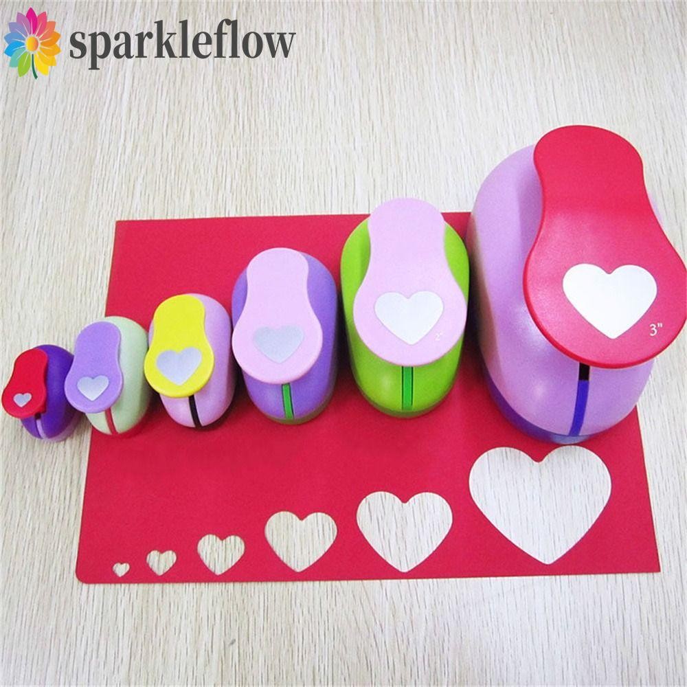 Sparkleflow ลายนูนหมัด DIY ทําด้วยมือตัดหัตถกรรมรูปหัวใจตัดกระดาษรอบเจาะเด็ก Punches Maker