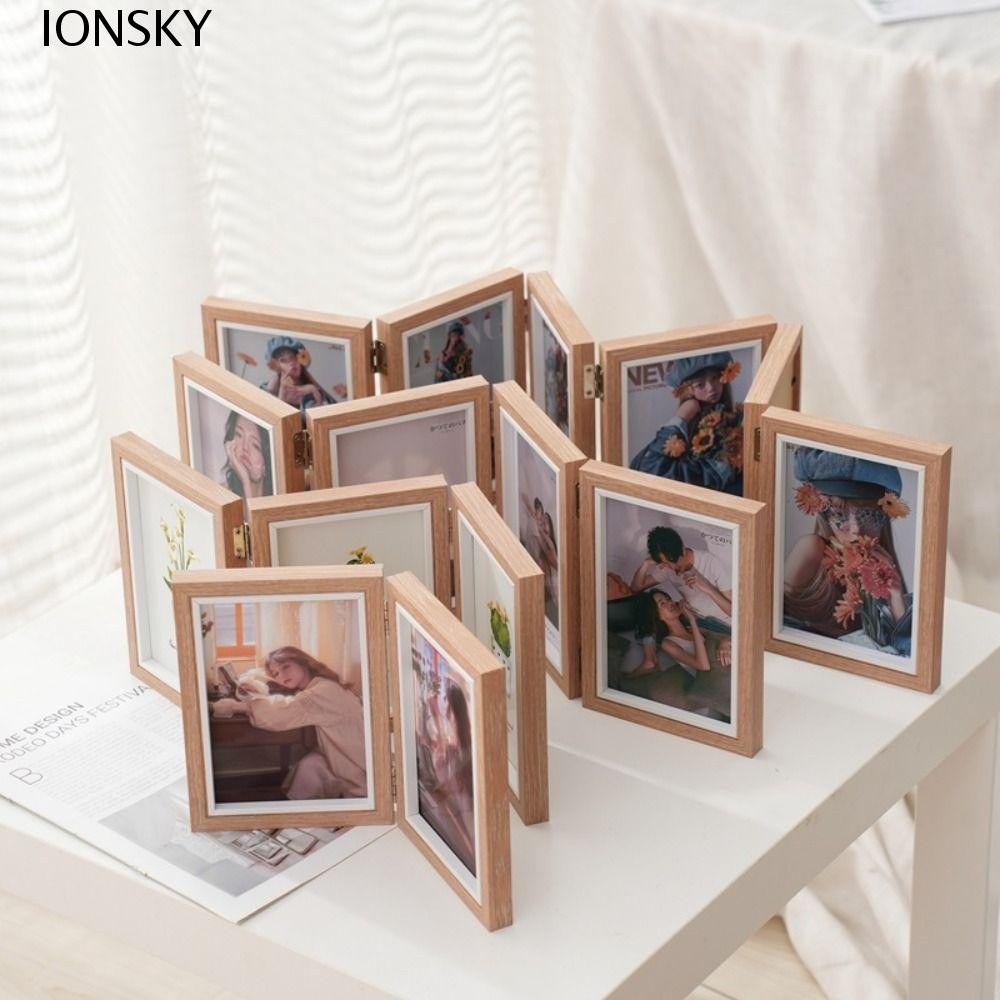 Ionsky กรอบรูปบานพับพับได้, ชุดอัลบั้มเดสก์ท็อป Double/Triple สร้างสรรค์, โมเดิร์นเรียบง่าย 6/7/8 นิ้ว 2/3/4/5 Linked กรอบรูปภาพสี่เหลี่ยมผืนผ้าเดสก์ท็อปตกแต่ง