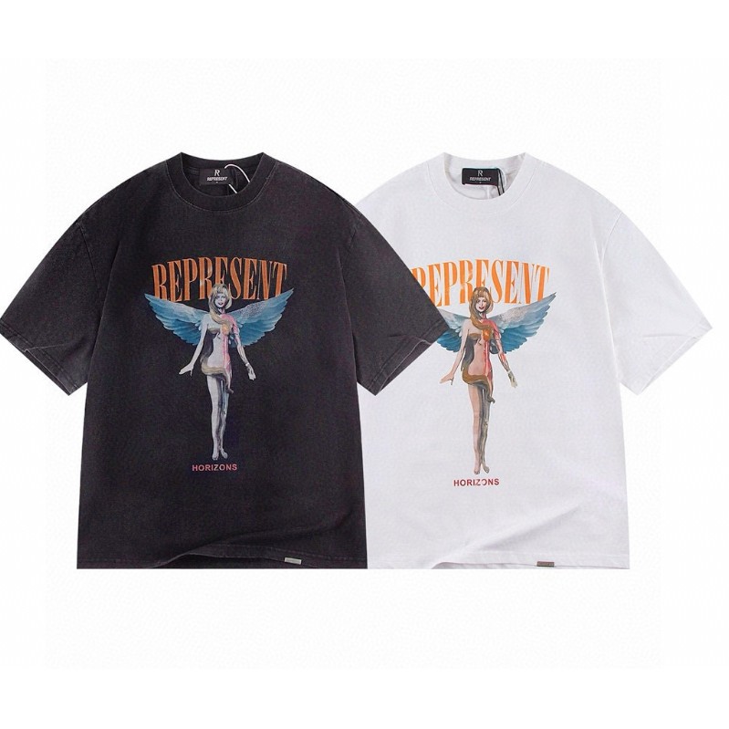 ใหม่ High Street Nirvana Angel พิมพ์ผู้ชายและผู้หญิงตัวอักษรรอบคอแขนสั้นเสื้อยืด