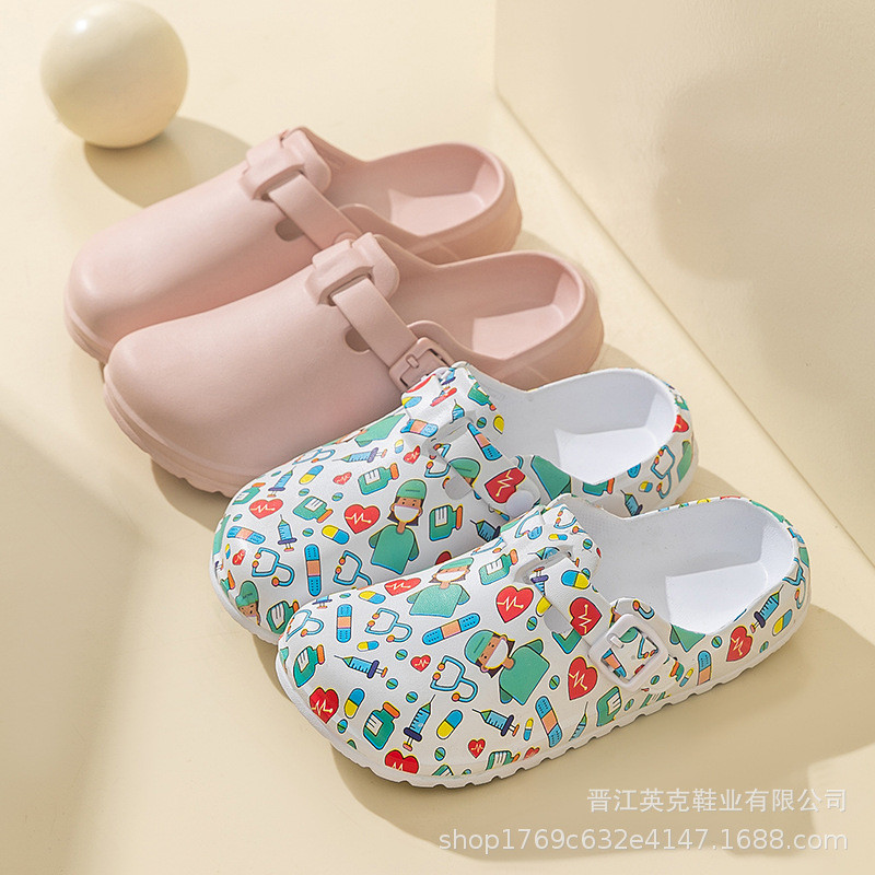 รองเท้าพยาบาล Medical ผู้ชายผู้หญิง Breathable Toe-Covered รองเท้าแตะป้องกัน Anti-Slip