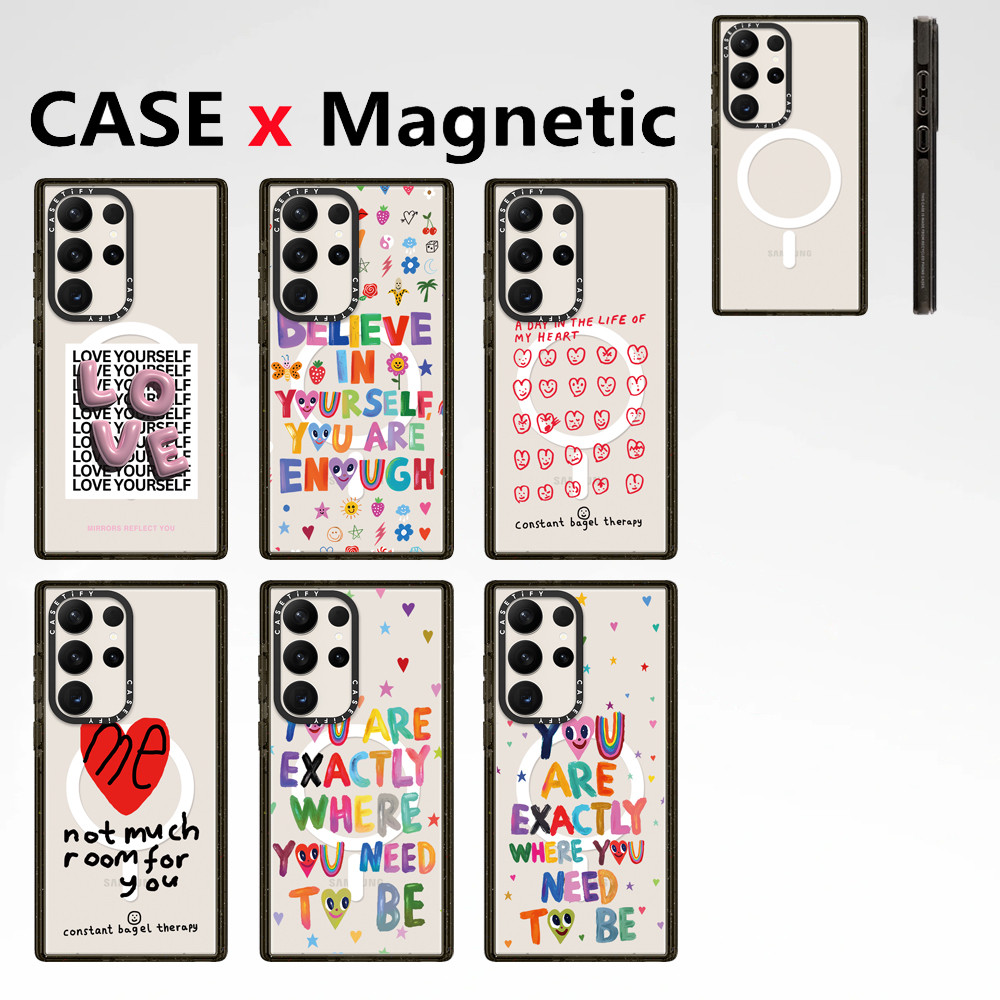 Casetify รักตัวเอง ปลอกแม่เหล็ก Samsung Galaxy S25 Ultra S22 S23 S24 เคสโทรศัพท์ Ultra Plus ตัวอักษรสีอะคริลิคโปร่งใสกันกระแทกฝาครอบป้องกัน