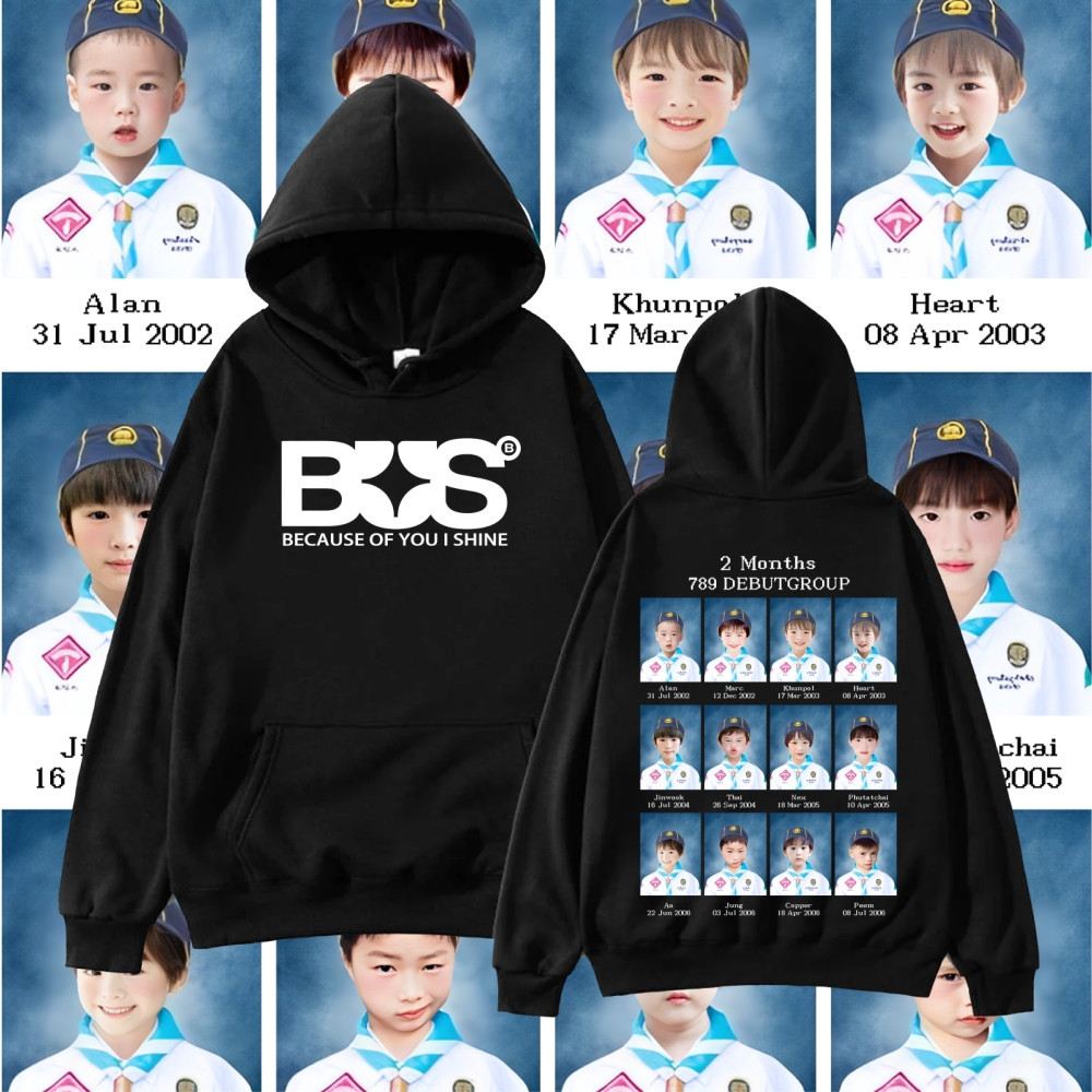 [ Cotton] พร้อมส่ง 2024 เสื้อฮู้ดแขนยาว BUS ”Because of you i shine“ Hoodie ใส่ได้ ทั้ง ชาย ใส่สบาย ไม่หด