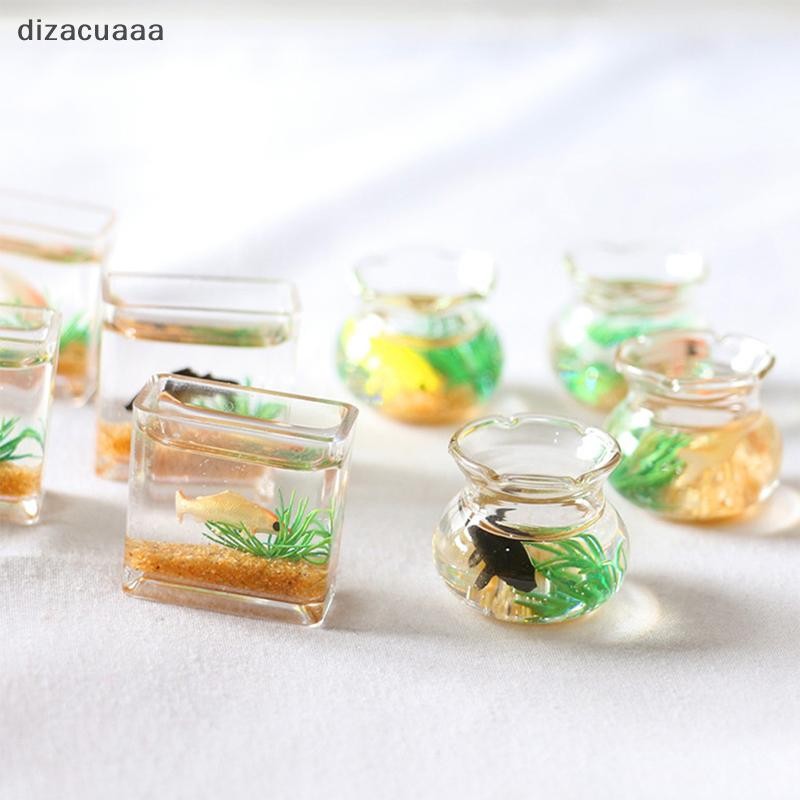 (dizacuaa) Dollhouse Miniature Glass Fish Tank Bowl Aquarium Doll House Home Ornament ใหม่