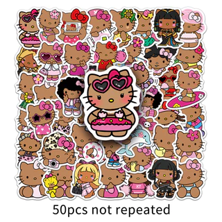 สติ๊กเกอร์ Hello Kitty สีดํา 50 ชิ้น - สติ๊กเกอร์กราฟฟิตีสร้างสรรค์สําหรับวารสาร, PC & ขวดน้ํา