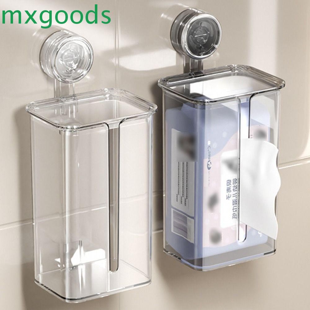 MXGOODS ชั้นวางกระดาษทิชชู่ติดผนัง,กล่องทิชชู่ถ้วยดูดแบบถอดได้แบบไม่ต้องเจาะรูประหยัดพื้นที่ที่ทันสมัยมัลติฟังก์ชั่ความจุขนาดใหญ่กล่องทิชชู่เปียกห้