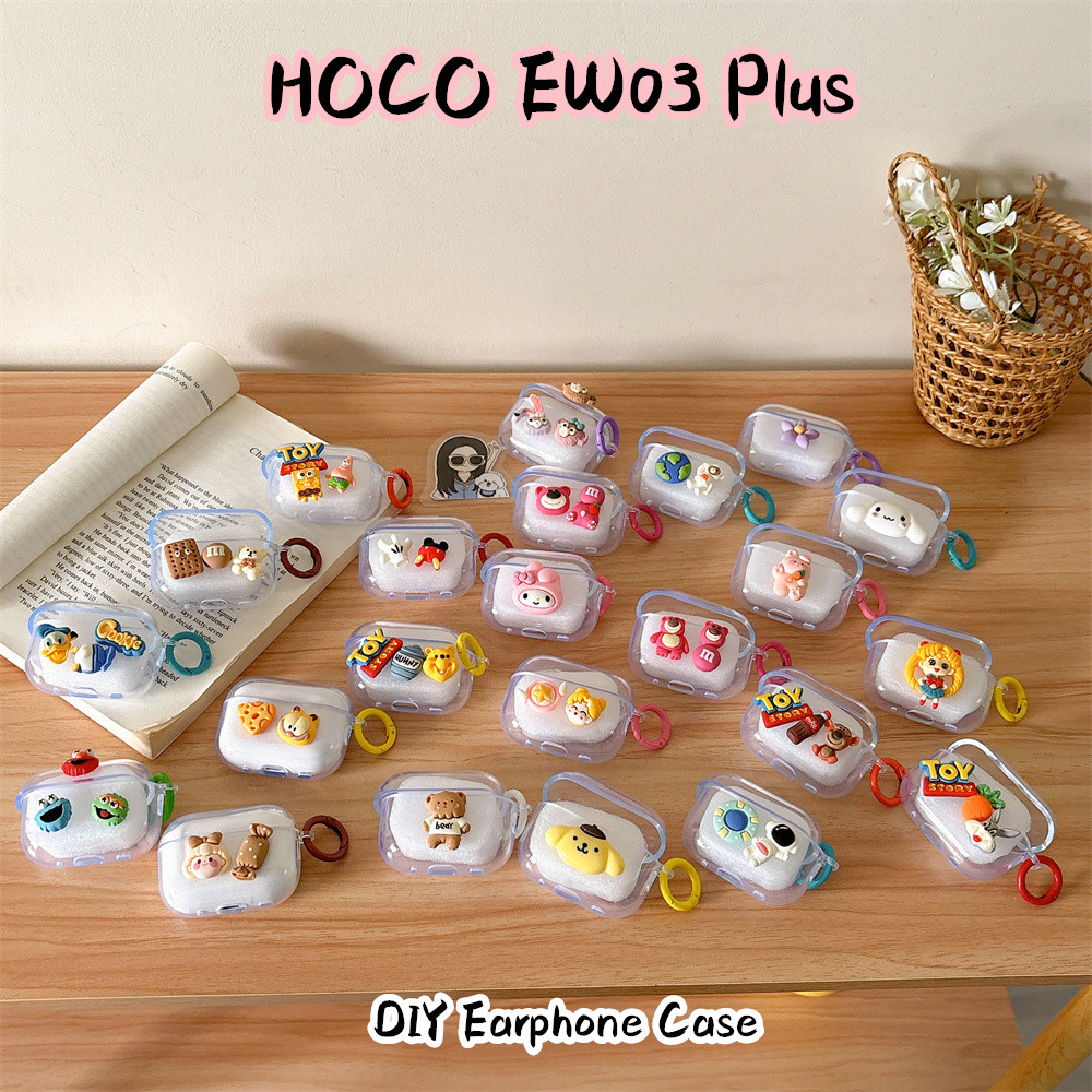 คุณภาพสูงสําหรับ HOCO EW03 Plus Case Casing Soft Silicone DIY Simple Cartoon Headphone Case Cover NO