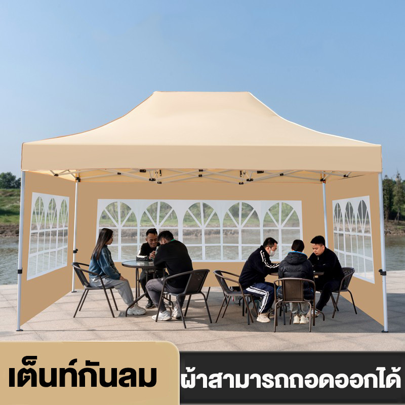 เต็นท์พับได้ เต้นท์ขายของ 2x2 3x3 3x4.5 เต็นท์จอดรถ เมตร ผ้าข้างใสPVC 3ด้าน โครงเหล็ก T1S เต็นท์พับ ทนฝน กันแดด